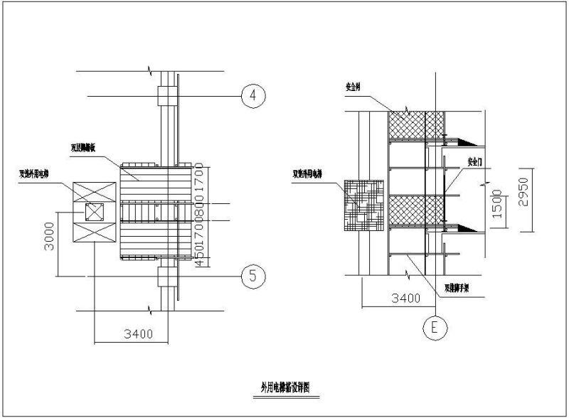 外用电梯搭设节点构造详图纸cad - 1