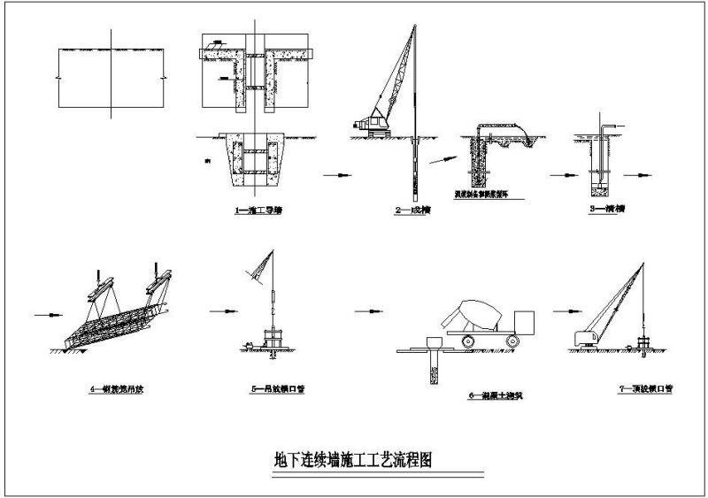 地下上连续墙施工工艺流程节点构造详图纸cad