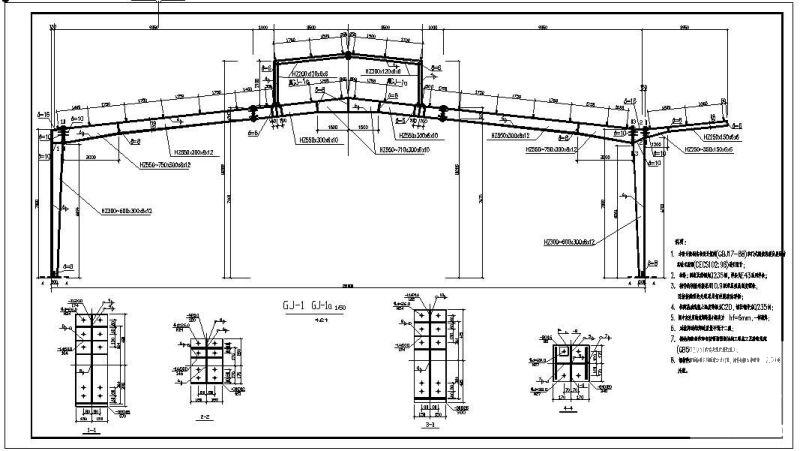 28米跨门式刚架节点构造详图纸cad