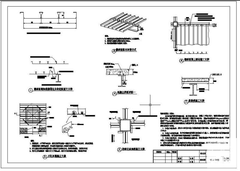 闭口型钢承板节点构造详图纸cad