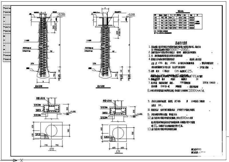 人工灌注桩节点构造详图纸cad