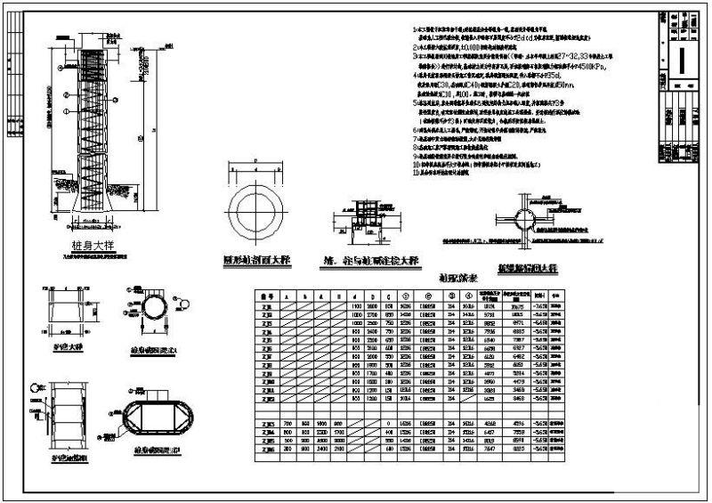 挖孔桩基础节点构造详图纸cad