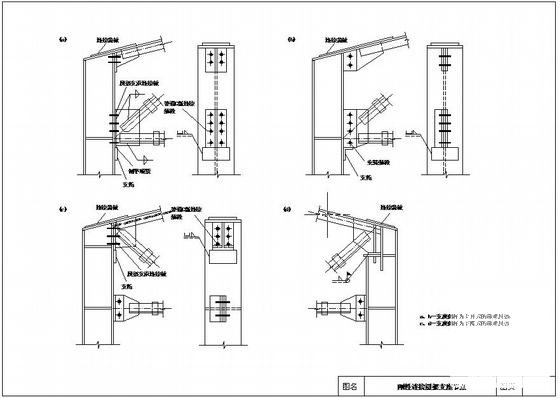 刚性连接屋架支座节点构造详图纸cad