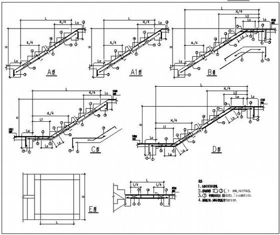 工程结构楼梯表节点构造详图纸cad