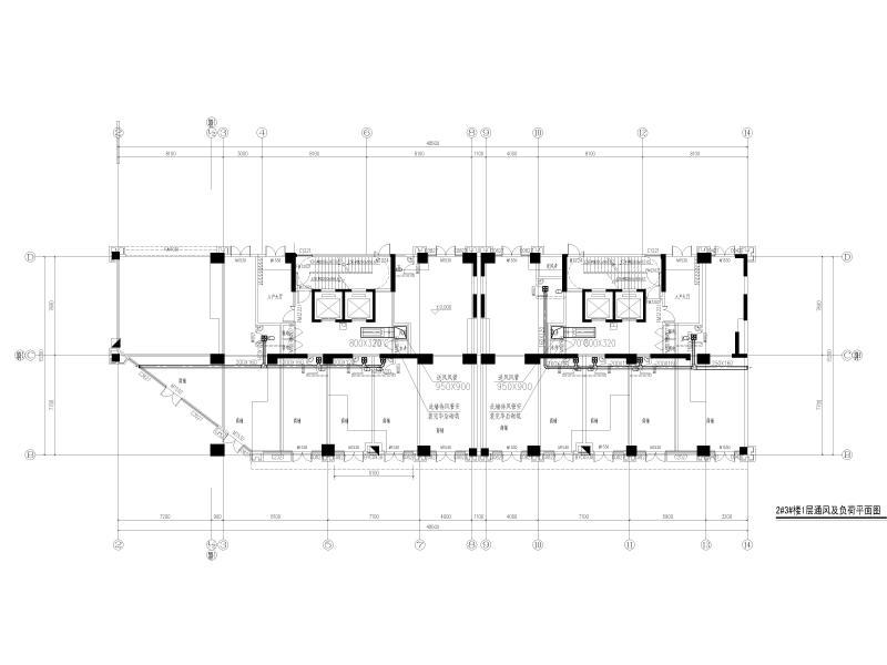 2#3#楼1层通风及负荷平面图