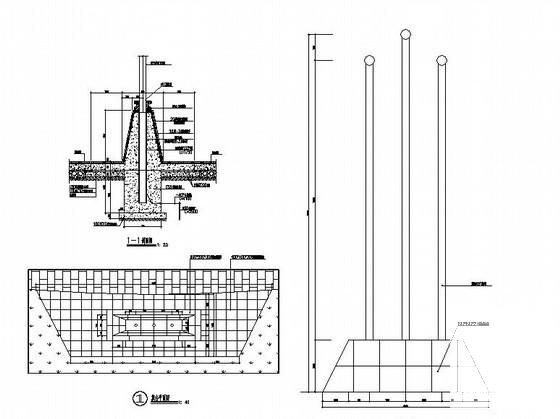 旗台施工dwg格式CAD图纸，含剖面做法(平面图)