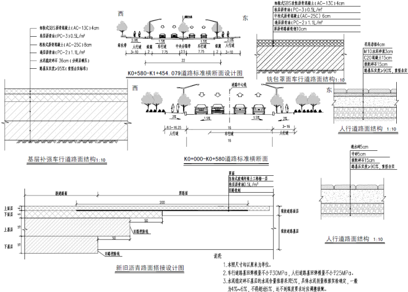 道路标准横断面及结构图