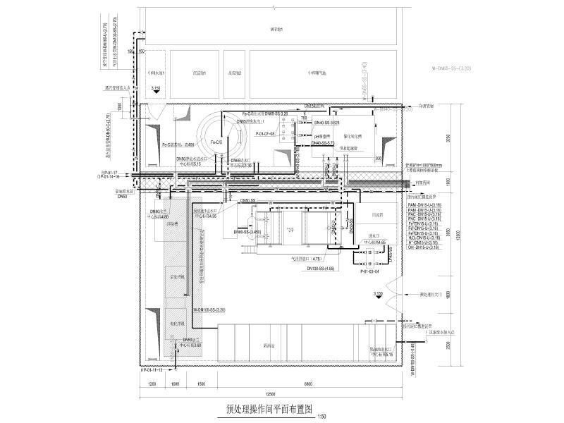 预处理操作间平面布置图