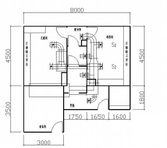 [CAD]学院无菌室送风口平面布置图（总共6页图纸）.dwg