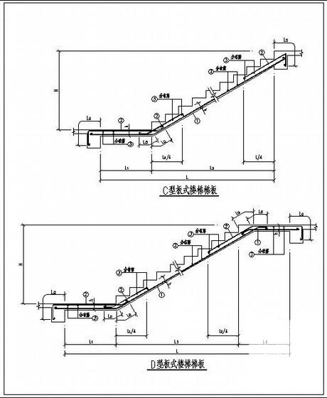 板式楼梯梯板节点构造详图纸cad