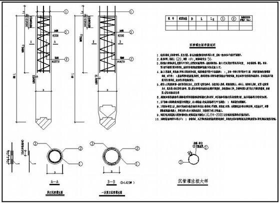 沉管灌注桩大样节点构造详图纸cad