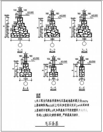 毛石条基节点构造详图纸cad