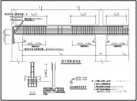 框支梁配筋构造节点详图纸cad