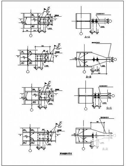 梁柱连接柱中节点构造详图纸cad