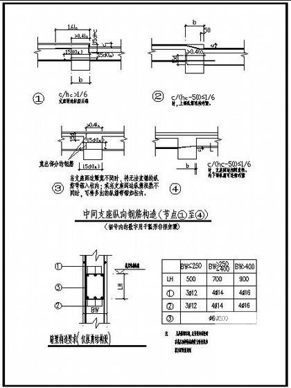 框架梁中间支座纵向钢筋节点构造详图纸cad
