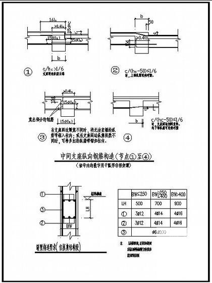 框架梁中间支座纵向钢筋节点构造详图纸cad