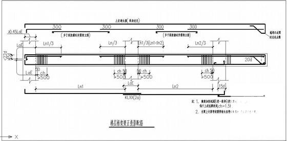 楼层框架梁正投影配筋节点构造详图纸cad