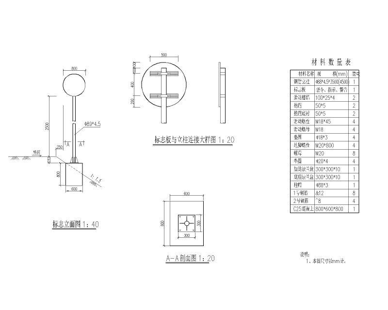 单柱标志杆设计图