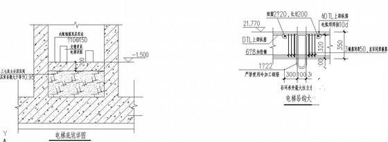 电梯底坑详图纸吊钩大样节点构造详图纸cad