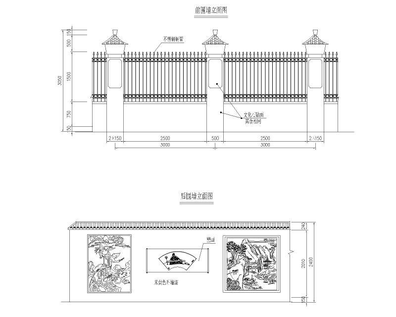 应急池围墙示意图