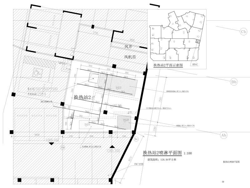 换热站2喷淋平面图