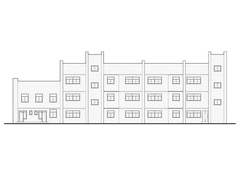 三层框架结构公租房配套幼儿园建筑施工图 立面图1