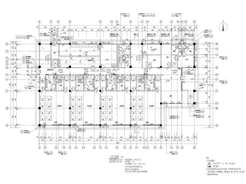 三层框架结构公租房配套幼儿园建筑施工图 一层平面图