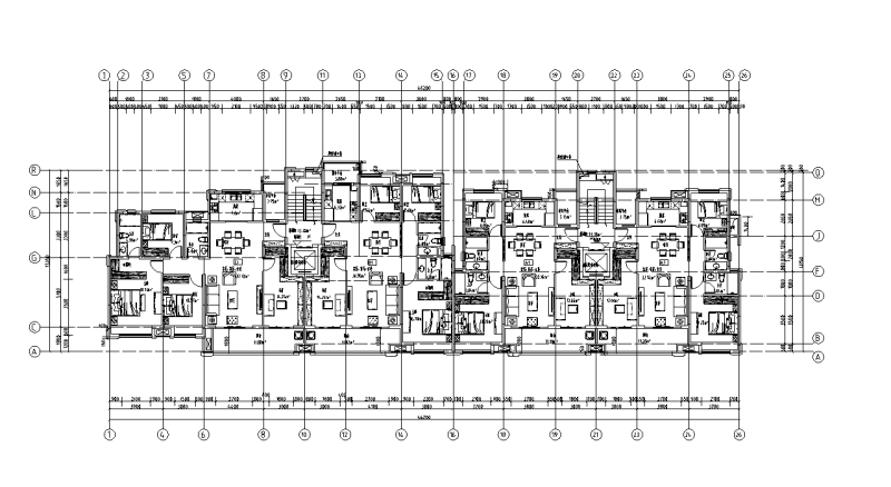 桂林1梯4户住宅户型图设计 (1)