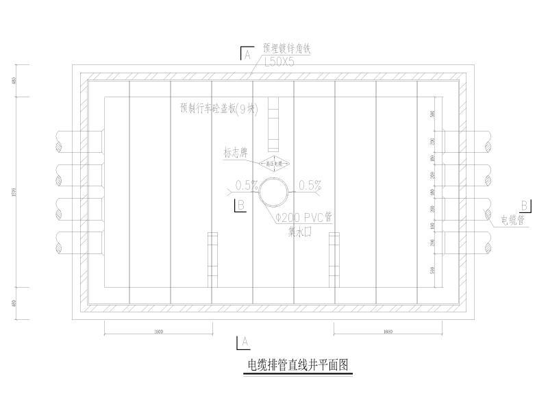 电缆排管直线井平面图