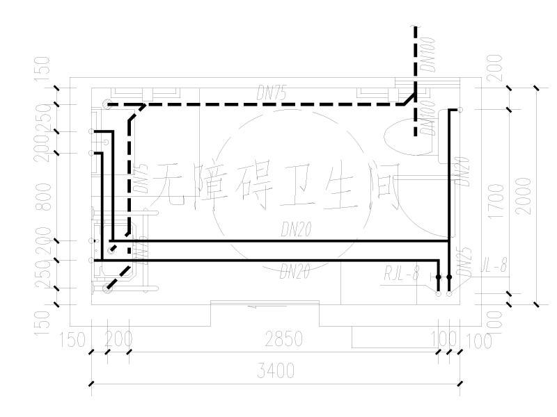 无障碍卫生间给排水大样图