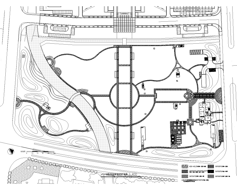 公园总图材料平面图