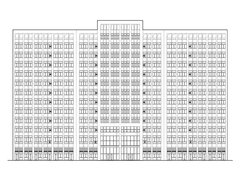 服饰产业园丙类高层厂房建筑施工图 立面图1
