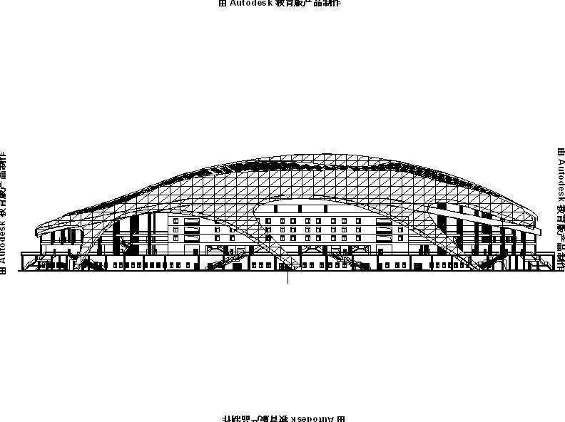 多层金属屋面国家级足球训练馆建筑立面图