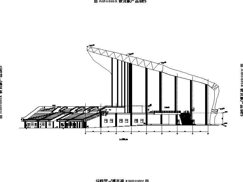 多层金属屋面国家级足球训练馆建筑剖面图