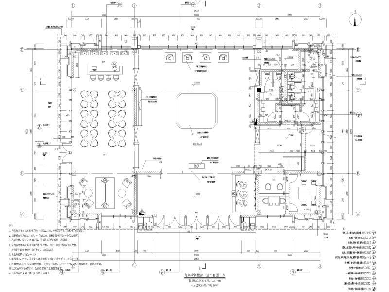 柳州框架结构2层销售中心建筑施工图 一层平面图