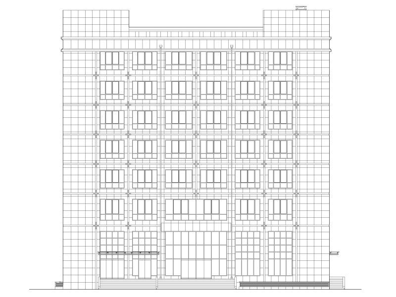 7层框架结构商务办公楼建筑施工图 立面图1