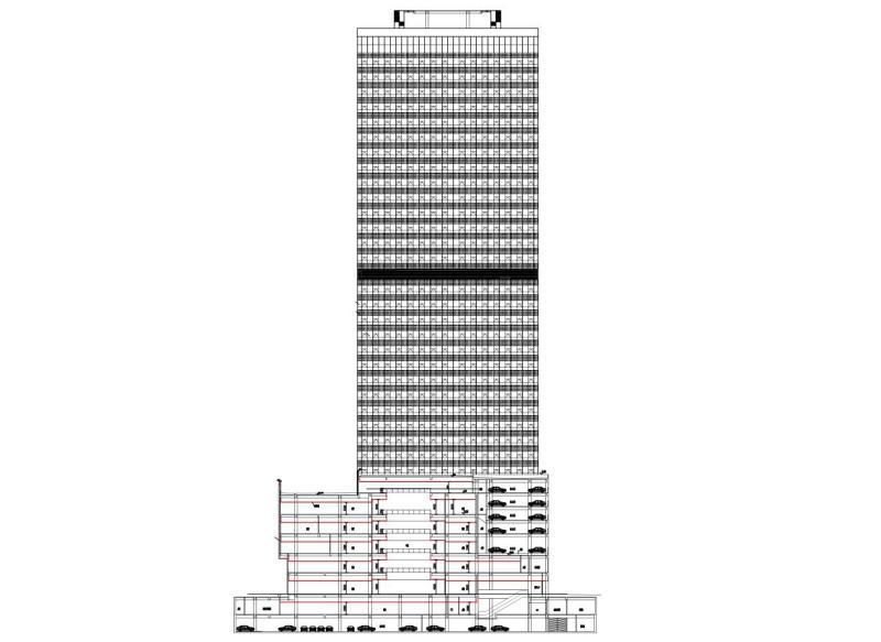 现代风办公写字楼建筑施工图设计立面图