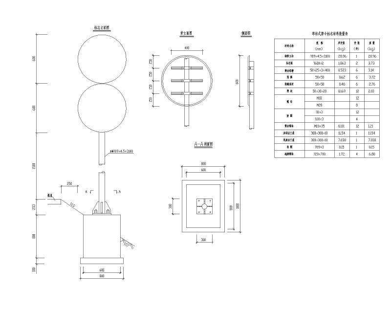 立柱标志构造图