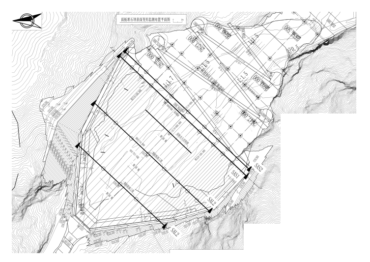 面板堆石坝表面变形监测布置平面图