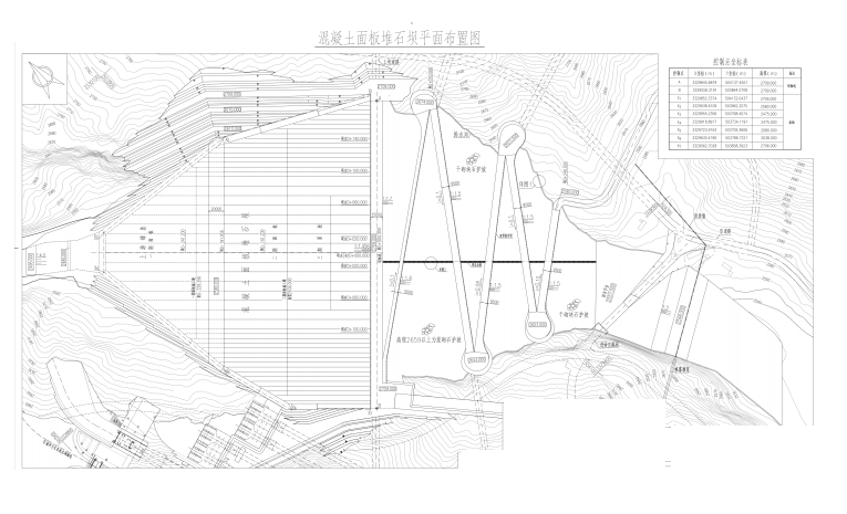 混凝土面板堆石坝坝体结构平面图_
