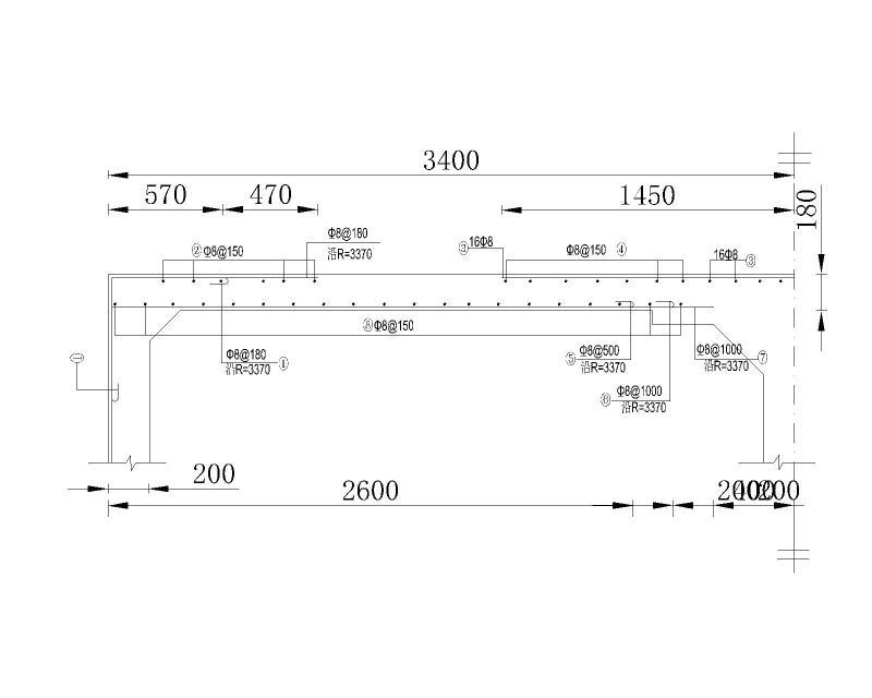 100M蓄水池底板钢筋1-1剖面图