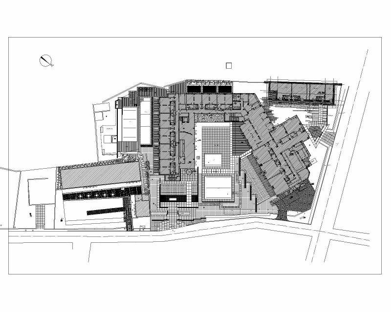 现代中式度假酒店庭院 主入口庭院放大平面2