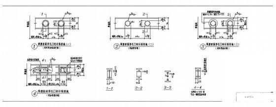 梁腹板圆形孔口的补强措施节点构造详图纸cad