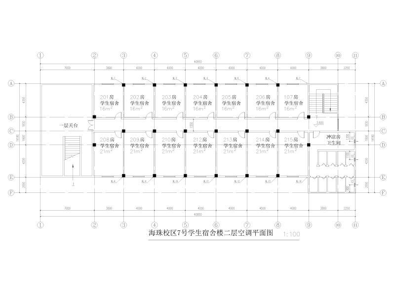 7号学生宿舍楼二层空调平面图