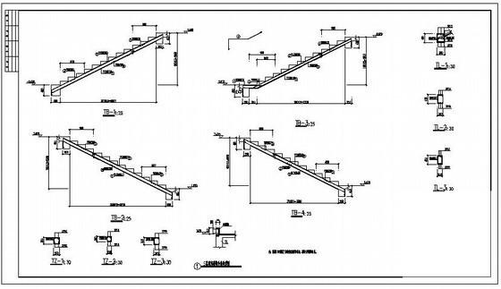 职工宿舍楼梯配筋节点构造详图纸cad