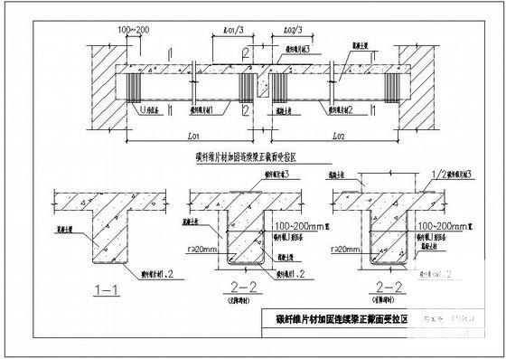 碳纤维片材加固连续梁正截面受拉区节点构造详图纸cad