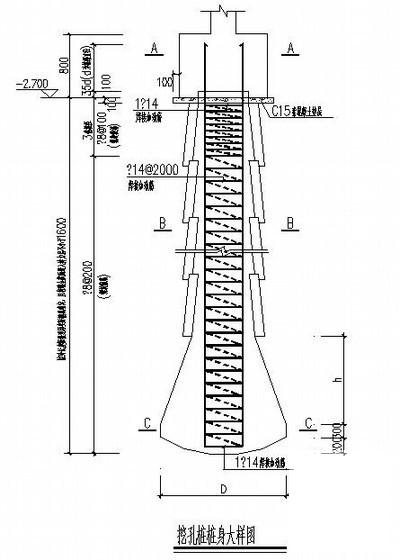 挖孔桩桩身节点大样图纸cad