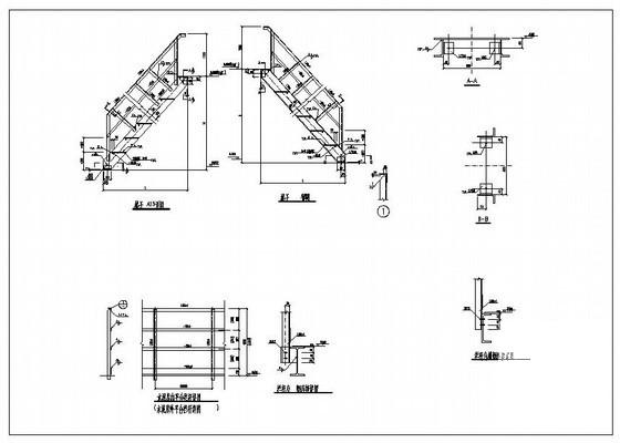 单跑钢楼梯节点构造详图纸cad