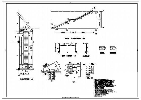 直跑钢楼梯节点构造详图纸cad