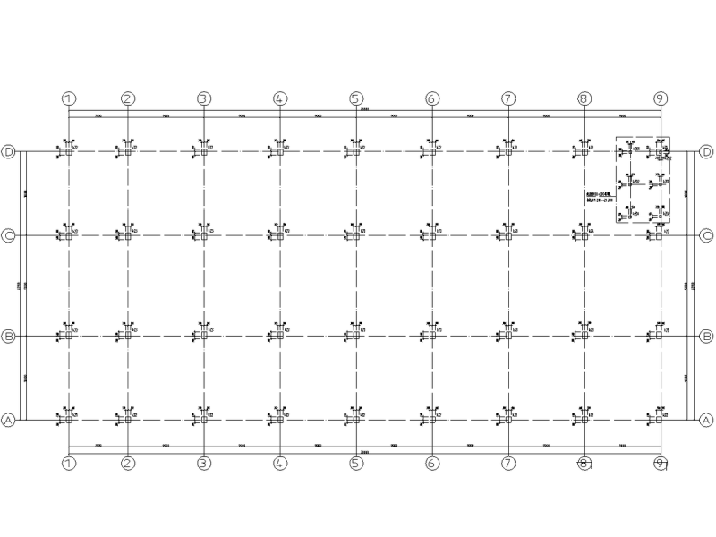 4.800~19.200m柱平面布置及配筋图